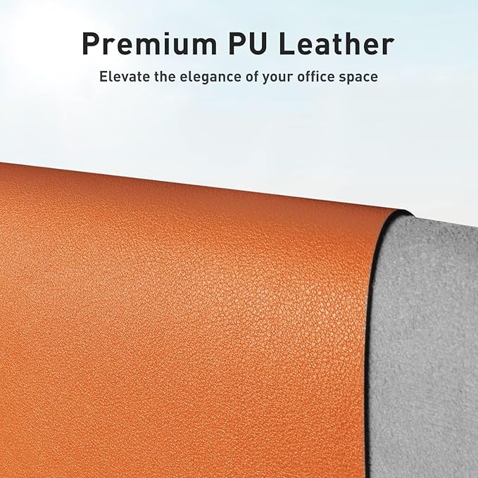 Aothia Leather Desk Pad Protector, Mouse Pad, Office Desk Mat, Non-Slip PU Leather Desk Blotter, Laptop Desk Pad, Waterproof Desk Writing Pad for Office and Home (31.5" x 15.7",Hermes Orange)
