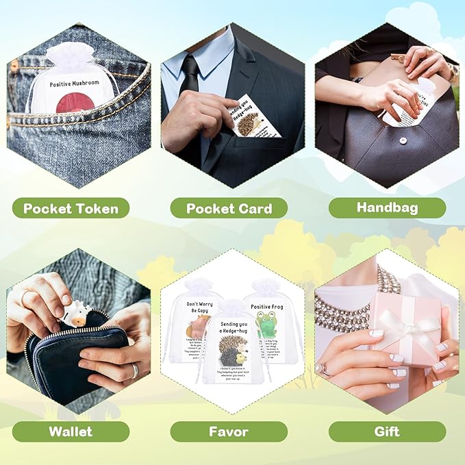 Fumete Employee Appreciation Gifts Bulk for Coworkers Thank You Staff Gift Animal Pun Inspirational Note Cards Funny Resin Office Pocket Favors