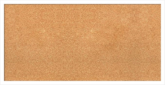 Amanti Art Natural Cork Board for Wall, 17x33 Vision Board with White Frame, Medium Corkboard Office Decor for Home Organization, Modern Corkboard Pinboard to Display Items for Home Organization in