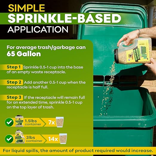 BEEST Dumpster Defender - 1.5lbs Outdoor Trash Can Deodorizer & Liquid Waste Absorber (Made in USA) Biodegradable Trash Can Odor Eliminator - Powerful Garbage Deodorizer for Always-Fresh Bins - 7 Cups