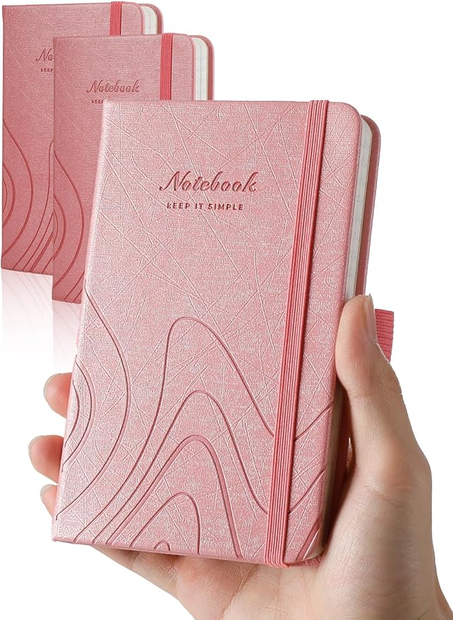 AISBUGUR Pocket Notebook, Small Notebook, 2-Pack Total 320 Pages,3.7" x 5.7" Pocket Notebook (2 Pack, Pink)