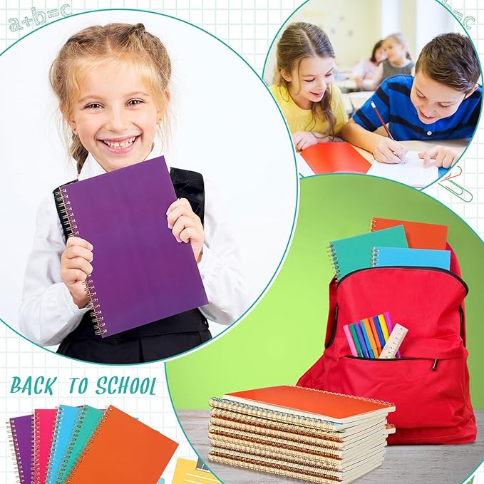 PerKoop 100 Pack Spiral Notebook 8.3 x 5.5 Inch College Ruled Notebook Bulk A5 Wide Ruled Journals Bulk 1 Subject 50 Sheets Thick Diary Notebooks for School, Office Business, Home Use(Colorful)