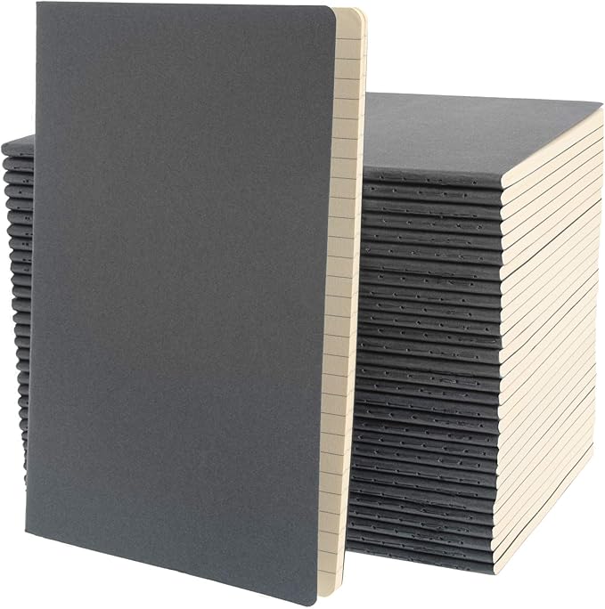 Simply Genius A5 Notebooks for Work, Travel, Business, School & More - College Ruled Notebook - Soft Cover Journal for Women & Men - Lined Note Books with 92 Pages, 5.5" x 8.3" (Gray, 30 Pack)