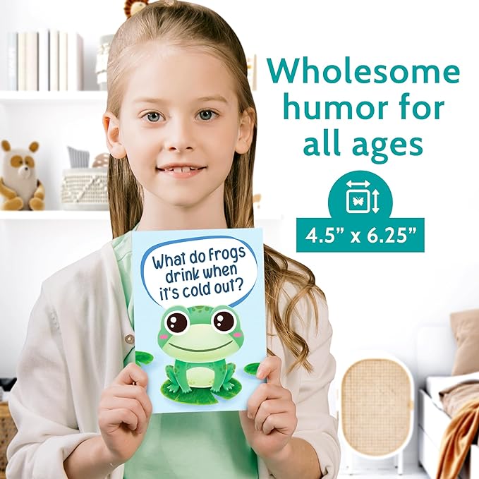 24 Funny Animal Joke Notecards with No Repeats - 4.5” x 6.25” Humorous Bulk Thinking of You Cards for Kids, Grandkids, Students, and Teachers, Summer Camp and More