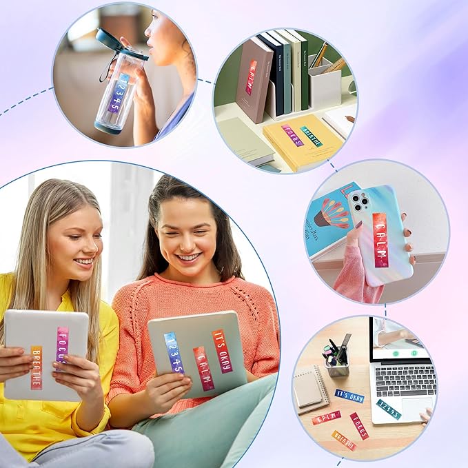 50PCS Calm Strips for Anxiety Sensory Stickers Calm Stickers for Relieve Adults Kids Teens Fidgets Stress Office&Classroom Supplies Anxiety Relief Items with Tactile Textured Surface Patterns(Letter)