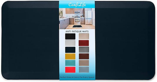 ComfiLife Anti Fatigue Floor Mat – 3/4 Inch Thick Kitchen Mats for Floor, Standing Desk Mat, Kitchen Rug – Comfort at Home, Office – Durable – Stain Resistant – Non-Slip Bottom (24" x 70", Navy)