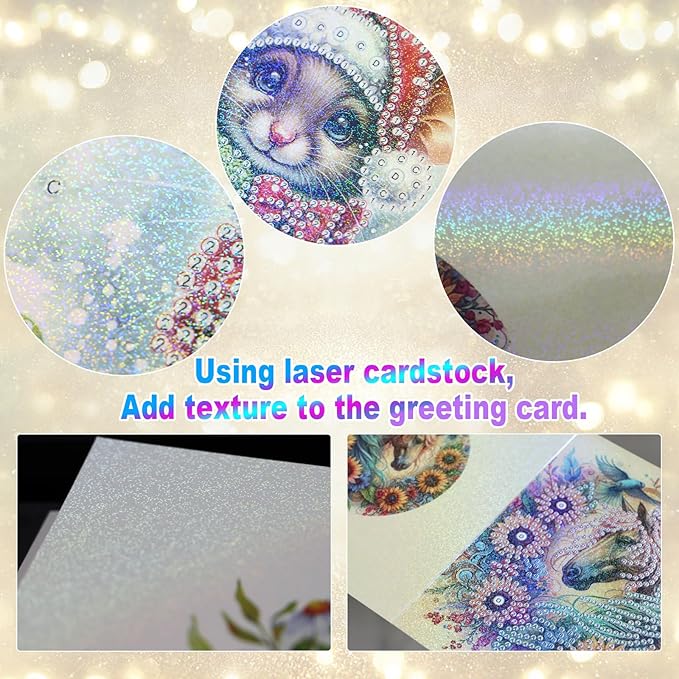 Tontut 6pcs Diamond Art Painting Kit Greeting Card, Balloon Puppy 5D DIY Diamond Handmade Holiday Glitter Greeting Card with Envelope, Holiday Gift Congratulation