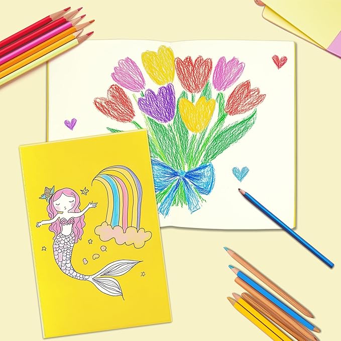 4 Pack Blank Books for Kids, Small Journals Bulk, Girls Notebooks for Drawing & Writing, 5.5"x 8.3", 60 Pages - Sketchbooks w/Soft Cover, Unlined Paper, A5 Travel Size (Dark Yellow)