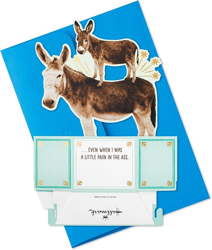 Hallmark Funny Pop Up Birthday Card from Son or Daughter (Donkeys, Pain in the...) Paper Wonder Shoebox 3D Card