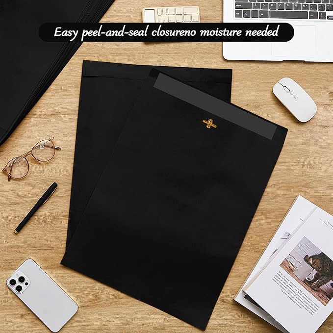 25 Pcs Clasp Envelope 14 x 18 Inch Large Manilla Envelopes with Clasp Closure for Mailing Thick Documents Home, Business, Legal or School Office Storing(Black)