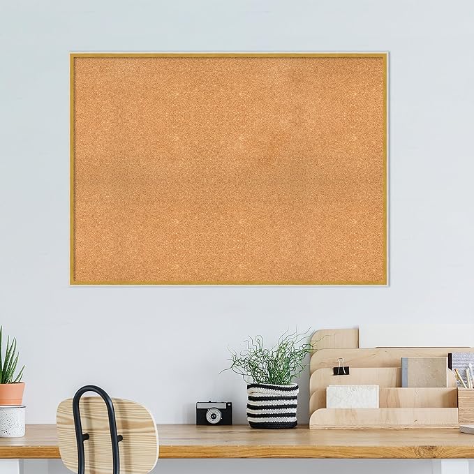 Amanti Art Natural Cork Board for Wall, 33x45 Vision Board with White Frame, Oversize Corkboard Office Decor for Home Organization, Modern Corkboard Pinboard to Display Items for Home Organization in