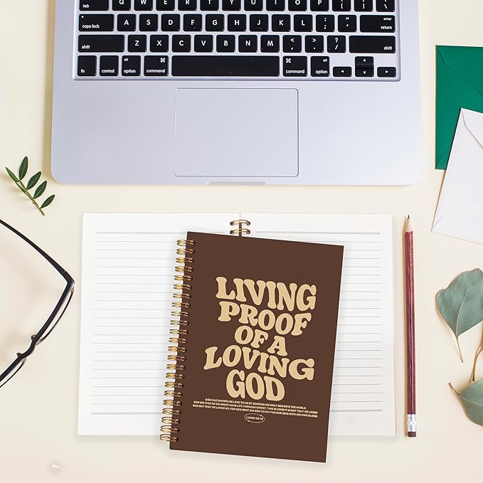 BearCake Christian Journals for Men, Living Proof of a Loving God Christian Notebook, Bible Notebooks for Note Taking, Bible Journaling Notebook, Hardcover Spiral Notebook 5.5x8.3