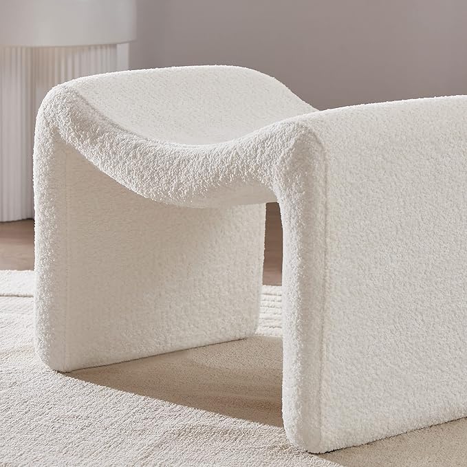 Small Footstool Ottoman, Multi-Functional Modern Foot Stool, Sofa Footrest Extra Seating for Living Room, Entryway, Hallways and Bedrooms, Small, White