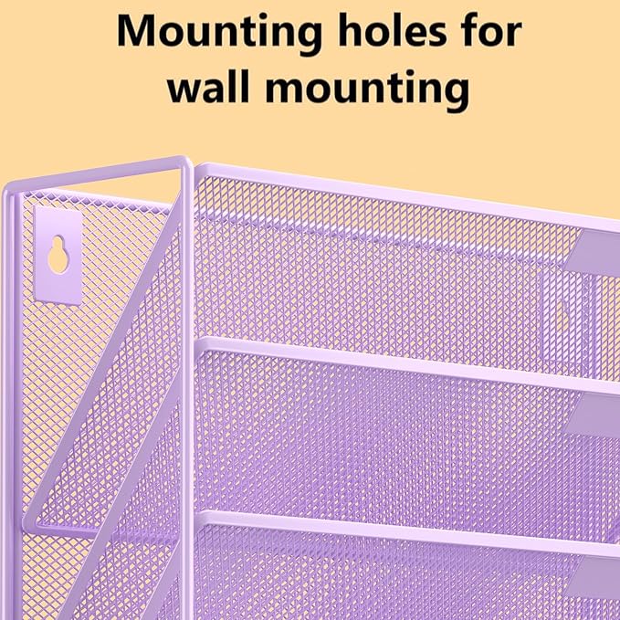Kuntine.B Wall File Organizer Office Hanging Magazine Holder Wall File Organizer for Office Home (Purple, 6 Tier)