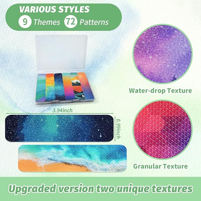 72 Pieces Anxiety Sensory Stickers with Storage Box - Calming Stickers for ADHD - 2 Textured Surface Adhesives - Sensory Strips for Office & Classroom Desk Relieve Adult & Teen Stress