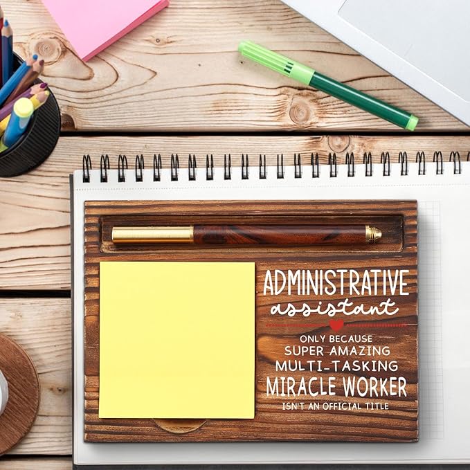 Administrative Assistant Gifts Admin Assistant Appreciation Gifts, Thank You Gifts for Office Assistant Secretary Front Desk, Admin Assistant Desk Self-Stick Note Pad Holders TZP01