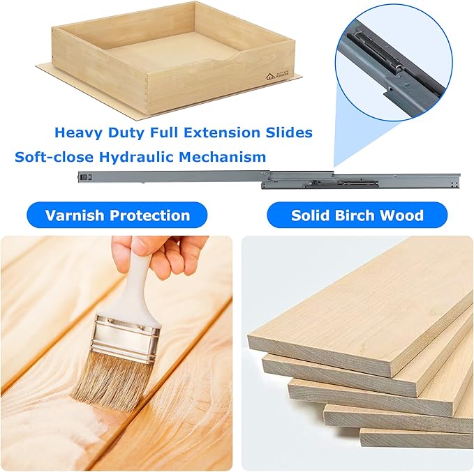 WelFurGeer Soft Close Pull Out Drawers for Kitchen Cabinets, 26" W x 22" D Pull Out Cabinet Organizer, Cabinet Drawers Slide Out, Slide Out Drawers for Kitchen Cabinets, Cabinet Pull Out Shelves