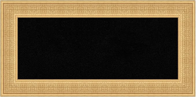Amanti Art Black Cork Board for Wall, 18x36 Vision Board with Gold Wood Frame, Medium Corkboard Office Decor for Home Organization, Traditional Corkboard Pinboard to Display Items for Home