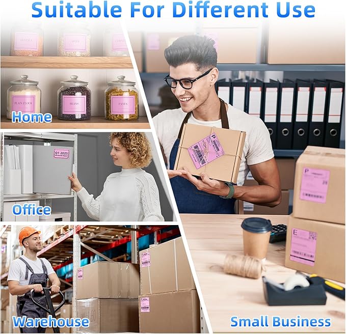 4x6 Pink Thermal Labels, 1 Packs of 500 4x6 Fold Labels - Compatible with JADENS, ASprink, Phomemo, Rollo, Zebra, Omezizy and Other Thermal Printers