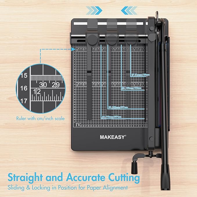 Paper Cutter 12 Inch, Heavy Duty Paper Cutter for A4 Paper, Guillotine Paper Cutter 400 Sheet Capacity, Solid Steel Construction