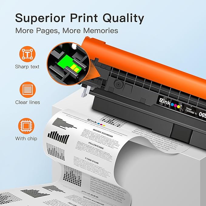 E-Z Ink Compatible 069 Toner Cartridge Replacement for Canon 069 Toner Cartridge Set 069H to use with imageCLASS MF753Cdw MF751Cdw LBP674Cdw LBP673Cdw LBP674Cx MF752Cdw MF756Cx with Chip, 4 Pack-BCMY