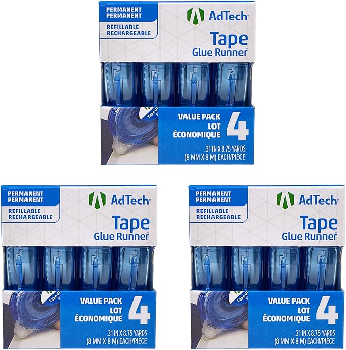AdTech Permanent Glue Runner, 35 Yards (3-Pack) | Strong, Double-Sided Adhesive for Crafting, Scrapbooking & Office Use | Acid-Free, Reliable Bond