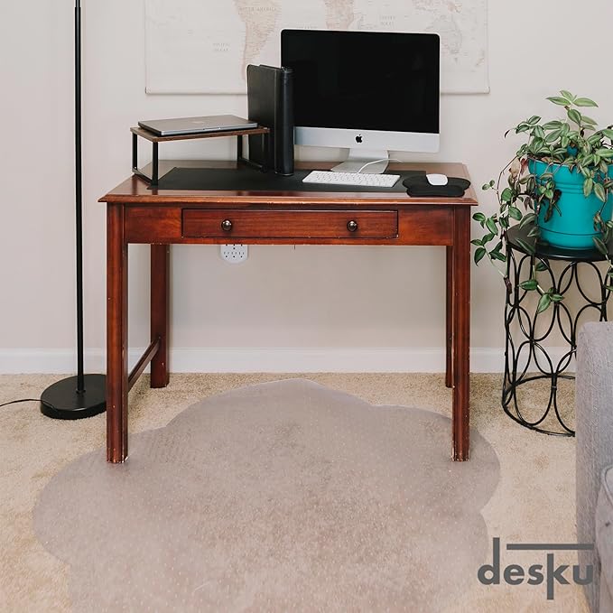 DESKU Flower Power Desk Chair Mat – Heavy-Duty PVC Mats for Carpet Floor Protection, Clear, 48 x 49 Inches, Made in The USA