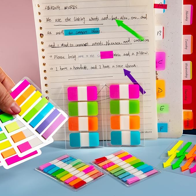 Golcellia Sticky Book Index Tabs, Page Tabs Markers, Sticky Notes Tabs 1272 Pieces(5 Styles, 31 Colors) Annotation Tabs, Book Annotation Supplies Study Pack