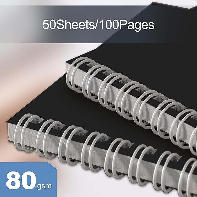 8 Pack Spiral Notebook for Work - 4" x 6" Softcover Notebooks College Ruled for Note Taking, School Supplies,400 Sheets 800 Pages Journals Black