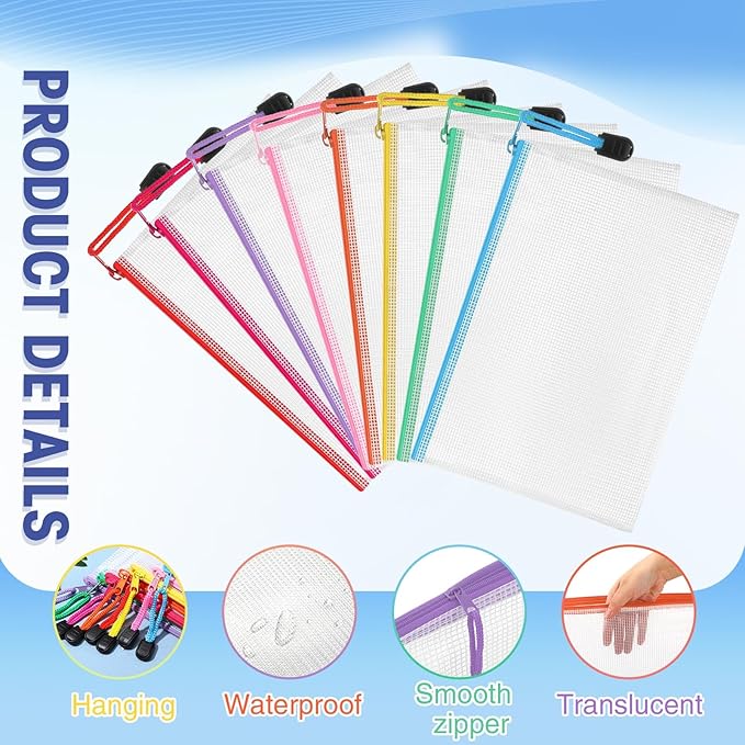 Jetec 32 Pcs Mesh Zipper Bags Toy Storage Bikini Organizer Bag Bolsas Para Guardar Trajes De Baño Waterproof Zipper Reusable Pouch Puzzle Multipurpose for Storage Office(Stylish Color,9 x 7 Inch)