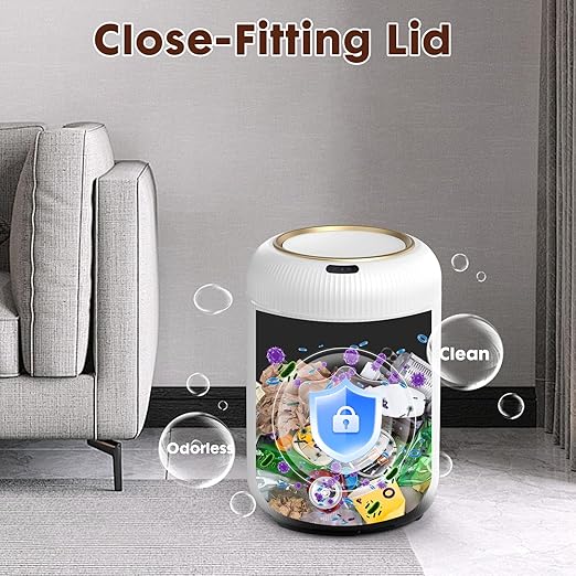 Procade Motion Sensor Trash Can with Lid, 3 Gallon Electric Bathroom Garbage can, Small White Wastebasket Touchless Trash Bin,Automatic Mini Trashcan for Bedroom,Toilet, Office, rv, Living Room