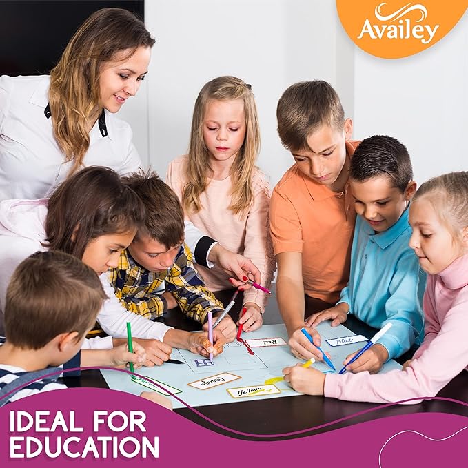 Availey 32 Pieces (4 x 1.8") - Colored Border Magnetic Dry Erase Labels - Reusable Strips for Classroom Home Office Garage Refrigerator - Blank Writable Erasable Cards Name Tags Students Locker Shelf