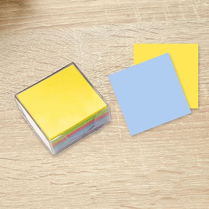 BAZIC Color Paper Cube w/Durable Tray, 3" X 3" 300 Count/Pack, Mini Memo Papers Pads Note Paper Reminders (Non Sticky), Assorted Colors, 1-Pack