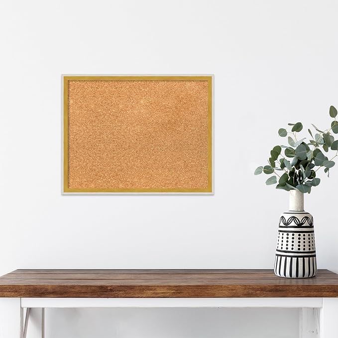 Amanti Art Natural Cork Board for Wall, 15x19 Vision Board with White Frame, Small Corkboard Office Decor for Home Organization, Modern Corkboard Pinboard to Display Items for Home Organization in
