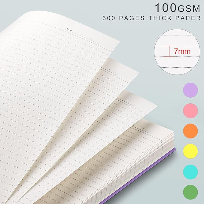 EMSHOI Spiral Notebook, B5 7.48" X 10.15", 300 Pages, Hardcover, 100gsm Thick Lined Journal, for Women Men Work Writing - Yellow