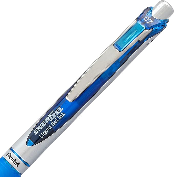 Pentel BL77PC12M1 EnerGel RTX RT Liquid Gel Pen, Med, Metal Tip, Assort Ink, 12-Pk Window Box of 12, 0.7mm, Assorted
