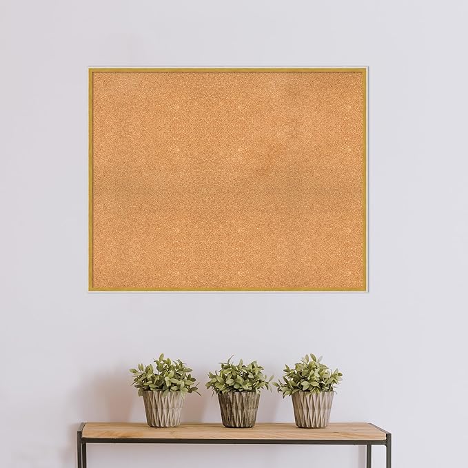 Amanti Art Natural Cork Board for Wall, 33x41 Vision Board with White Frame, X-Large Corkboard Office Decor for Home Organization, Modern Corkboard Pinboard to Display Items for Home Organization in