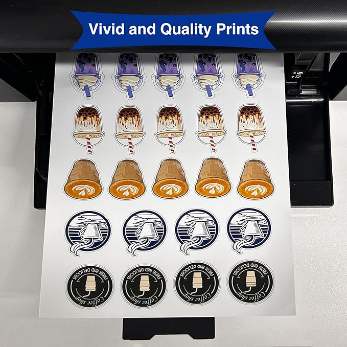 8.5x14 Printable Vinyl Sticker Paper Waterproof, Removable Self Adhesive Vinyl Sticker Sheets for Inkjet and Laser printer, 30 Pack, Legal Size, Milky Transparency