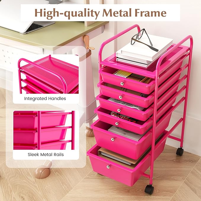 ARLIME 6-Drawer Rolling Storage Cart, Multifunctional Storage Organizer Cart with Wheels, Mobile Utility Cart for Home Office Garage Tools