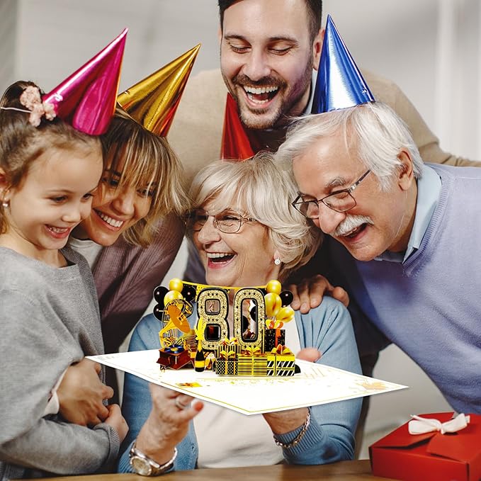 80th Birthday Card for Men Women, Funny 3D Pop Up 80th Birthday Gifts for Grandma Mom Dad, Back In 1945 Happy 80 Year Old Birthday Decorations Cards for Her Him