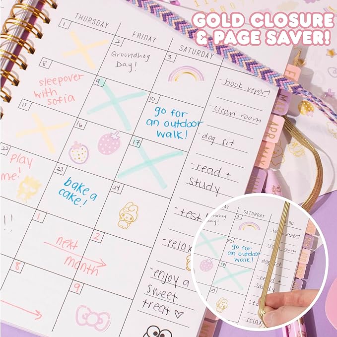 Hello Kitty And Friends Agenda, 70 Pages, Hardcover Planner, Hello Kitty & Kuromi Stickers, Sanrio Stuff, Cute School Supplies, Cute Stationery, Hello Kitty School Supplies, Sanrio Accessories
