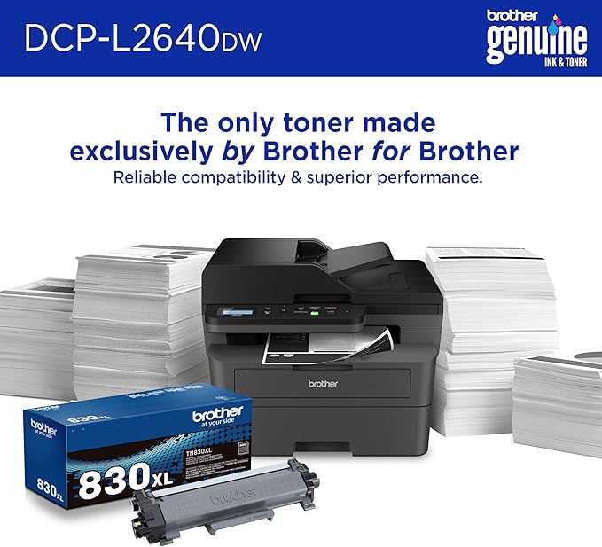 Brother DCP-L2640DW Wireless Compact Monochrome Multi-Function Laser Printer with Copy and Scan, Duplex, Mobile, Black & White | Includes Refresh Subscription Trial(1), Works with Alexa