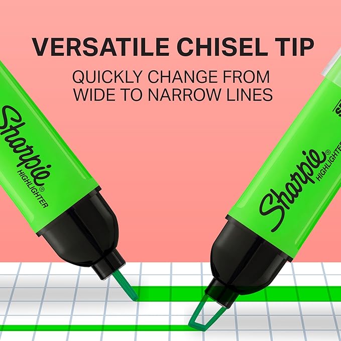 SHARPIE Clear View Highlighter, Chisel Tip Fluorescent And Pastel Highlighters, See Through Tip Highlighter Marker Set, Tank Highlighter, Assorted Colors, 8 Count