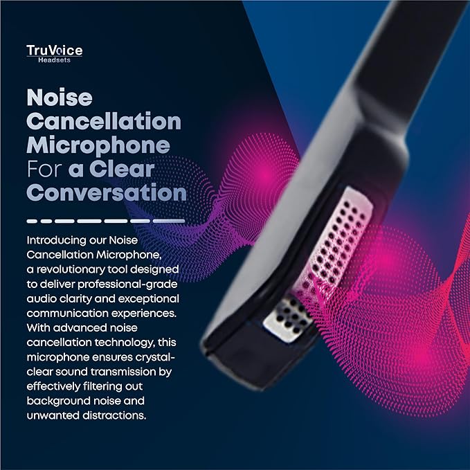 TruVoice HD-550 Office and Call Center Wired QD Headset with Noise Canceling Microphone and HD Speakers - Compatible with Mitel, Nortel, Avaya, Poly, Polycom, Shoretel, Digium, ESI, Fanvil Desk Phones