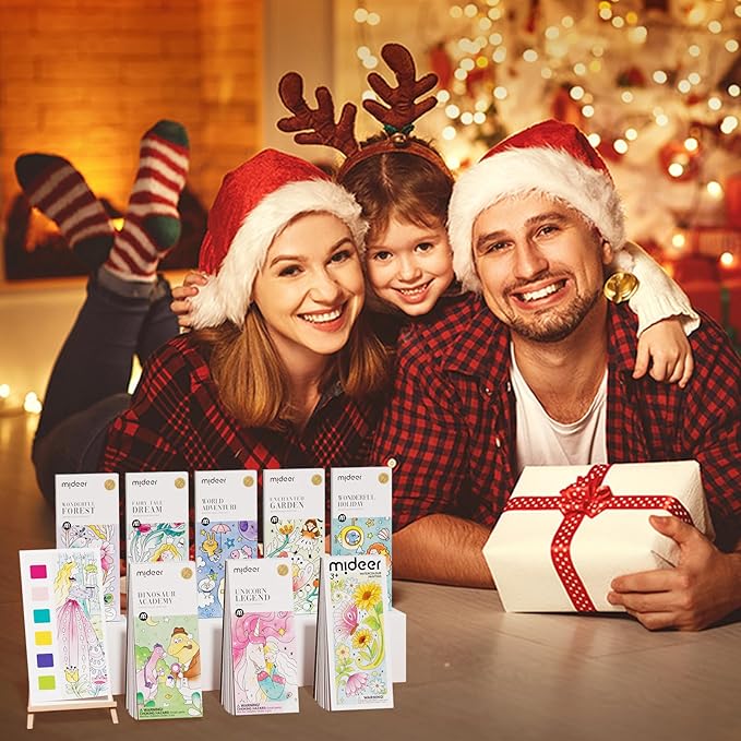 MiDeer Watercolor Painting Book for Kids Ages 4-8, Pocket Watercolor Painting Book Arts and Crafts for Toddlers, Travel Activities Paint with Water Coloring Book Set for Kids 3-8 (Legend Unicorn)
