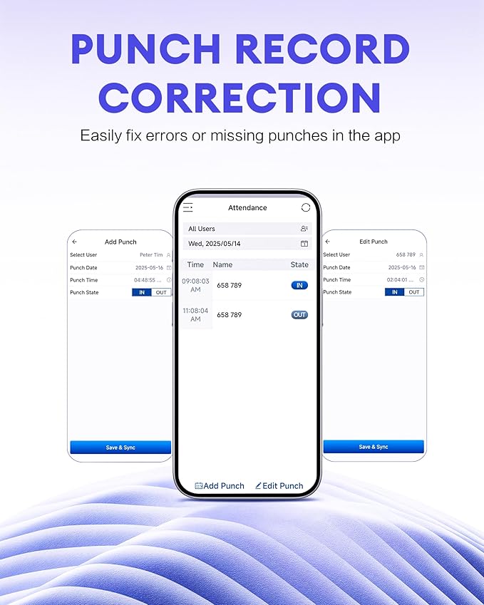 NGTeco APP-Based Time Clock, 2.4GHz WiFi Fingerprint Time Clocks for Employees Small Business, Office Clock in & Out Machine with iOS&Android, No Monthly Fee