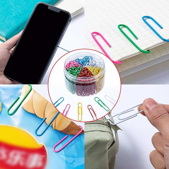 Colored Jumbo Paper Clips, 300pcs 2 Inch (50 mm) Paper Clip Paperclips Colorful Clips for Paperwork Ideal for Home, School and Office Use Colored (Colorful, 2 Inch)