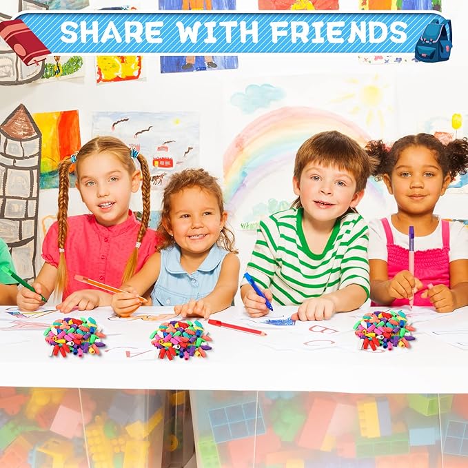 Crtiin 1000 Pcs Pencil Top Erasers Bulk Caps for Pencils Chisel Shape Erasers Toppers Classroom Party Favors Games Prizes Funny Pencil Eraser Cap for Kids Studying Supplies Home Office