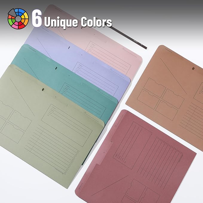 Mr. Pen- Paper Pocket File Folder, 6 Pack, Assorted Colors, Lined Horizontal File Folders Letter Size, File Jacket Flat, File Jacket Folders, File Folder Jackets Letter Size, File Folders Closed Sides