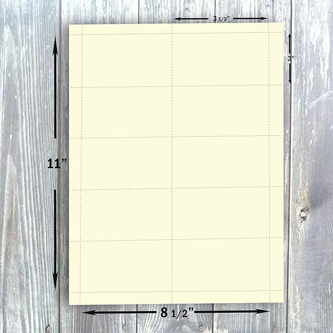 Hamilco Blank Business Cards Cardstock Paper - Cream Perforated Card Stock Heavy Weight 80 lb 3 1/2 x 2" – 100 Sheets 1000 Cards
